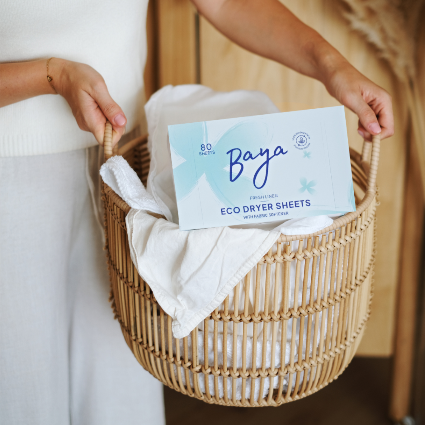 Baya Dryer Sheets with Fabric Softener - Fresh Linen