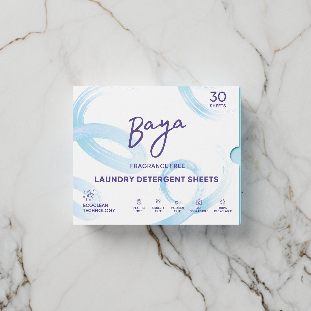 Baya Fragrance-Free laundry detergent sheets, unscented 30-sheet box