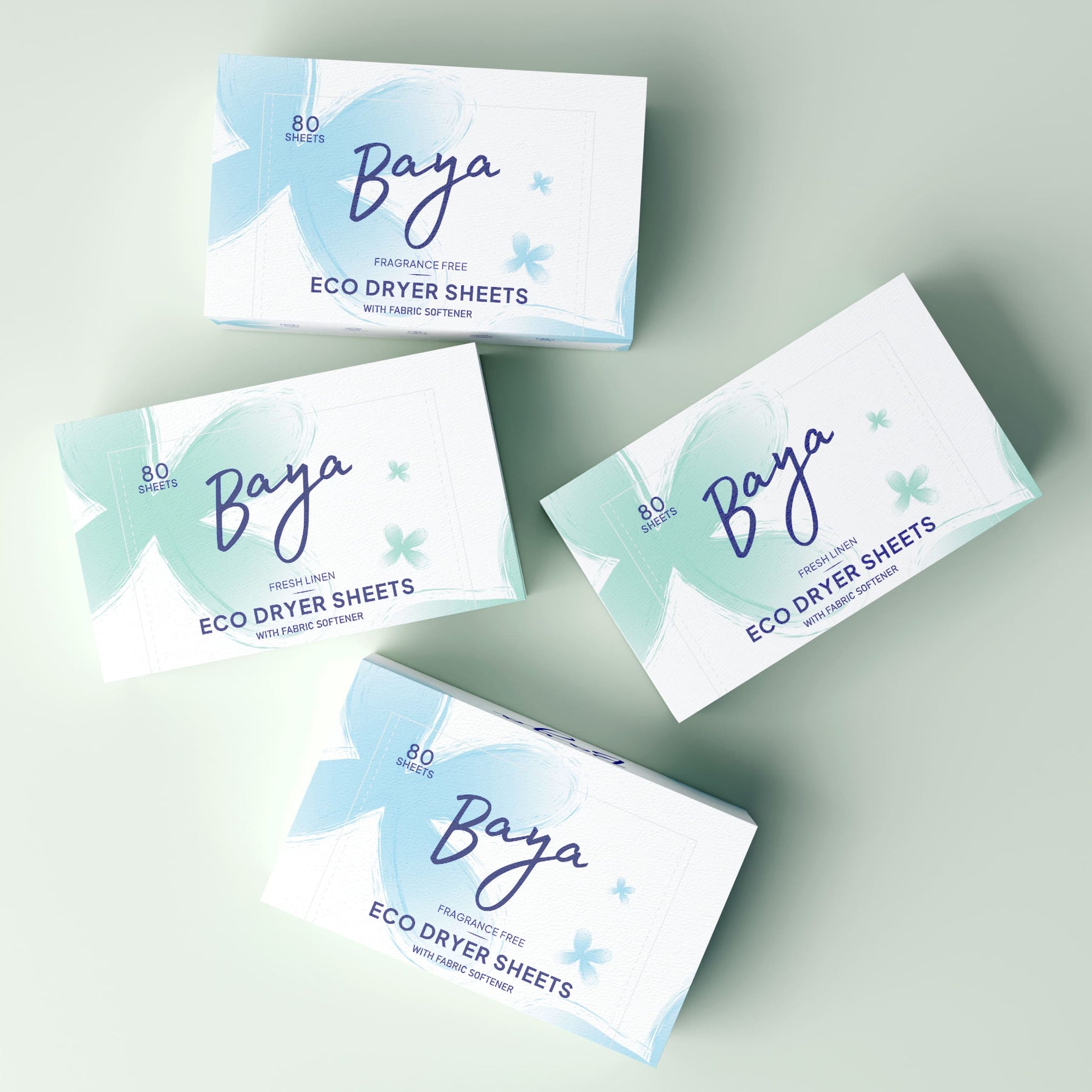 Baya dryer sheets with fabric softener, 100% viscose biodegradable