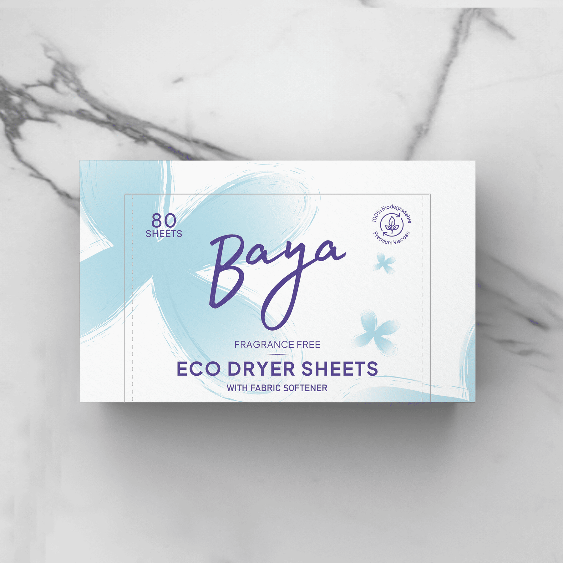 Baya Fragrance-Free dryer sheets with fabric softener, unscented